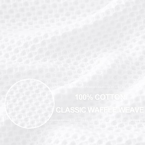Homaxy 100% Cotton Oversized Waffle Weave Kitchen Towels 6-Pack, White - Image 2