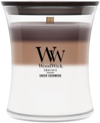 WoodWick Sheer Cashmere Tri-Scented Candle, Crackling Wick, 9.7oz by WoodWick