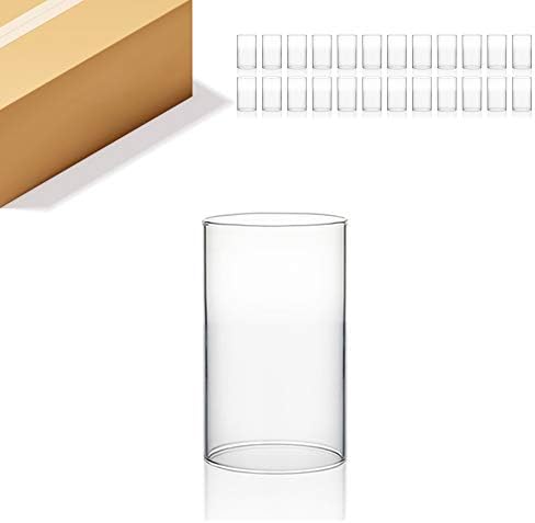 WGVI Hurricane Candle Holder Sleeve, Wide 3.5", Height 6", Clear Glass Cylinder Candleholder, Chimney Tube, Open Ended Candle Shade, 24 Pieces Bulk by WGVInternational-OpusGlassware