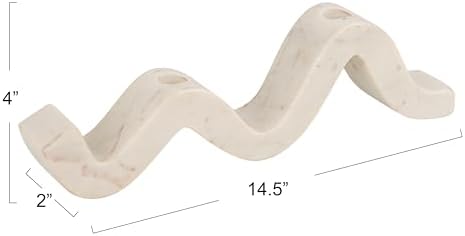 Bloomingville Marble Wave Double Taper Candle Holder, White - Image 2