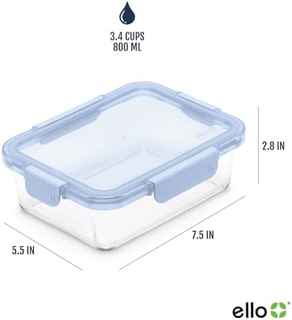 Ello Color Lock 3.4 Cup 10PC,Glass Meal Prep Sets Leak-Proof Glass Food Storage Containers with Airtight BPA-Free Plastic Lids,Dishwasher,Microwave,and Freezer Safe,Purple Rain,5 Count (Pack of 2) - Image 4