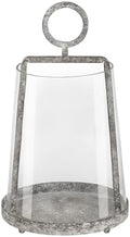 9" Wide Modern Farmhouse Metal Hurricane Candle Holder with Handmade Sturdy Glass Sleeve in Rustic Black for Pillar Candle & Plants, Glass Hurricane Lantern, Industrial, Minimalistic by Unknown