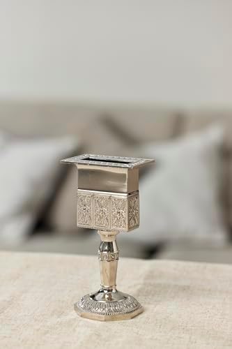 Nickel Havdalah Candle Holder 5.6 Inches Octagon Havdalah Candle Holder, Elegant Jewish Hanukkah Candleholder Stand - Image 4