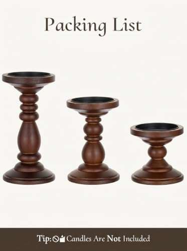 Wood Pillar Candle Holder: Mid Century Modern Brown Candle Stand - Image 7