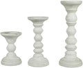 Mela Artisans Willow Mango Wood Candle Holders - Cool Grey, Set of 3 by MelaArtisans