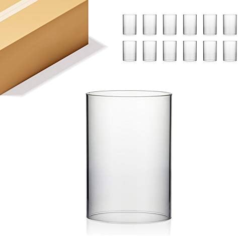 WGVI Hurricane Candle Holder Sleeve, Wide 5.5", Height 8", Clear Glass Cylinder Candleholder, Chimney Tube, Open Ended Candle Shade, 12 Pieces Bulk by WGVInternational-OpusGlassware