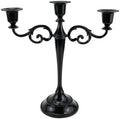 3-Arm Metal Candelabra Candle Holder Table Centerpiece, Black by Viscacha