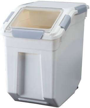 HANAMYA 25 Liter / 40 lbs Rice Storage Container with Measuring Cup, BPA free, For Rice | Grain | Pet Food | Flour, 1 count, White by HANAMYA