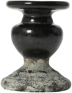 Creative Co-Op 2-Tone Sculptural Terracotta Pillar Candle Holder, Distressed Black - Image 5