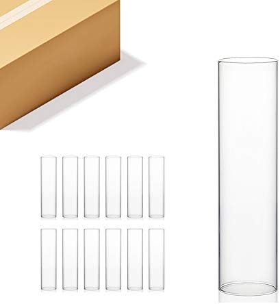 WGVI Hurricane Candle Holder Sleeve, Wide 4", Height 16", Clear Glass Cylinder Candleholder, Chimney Tube, Open Ended Candle Shade, 12 Pieces Bulk by WGVInternational-OpusGlassware