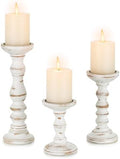 Candeldo Wood Candle Holders for Pillar, White Farmhouse Fireplace Decor by CANDELDO