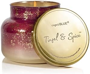Capri Blue Glimmer Jar Candles - Luxury Holiday Scented Candles for Home - Long Lasting Soy Wax Blend - Scented Holiday & Home Decor - Tinsel & Spice Signature Jar (19 oz) by Unknown