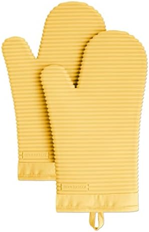 KITCHENAID Ribbed Soft Silicone Oven Mitt 2-Pack Set, 7.5"x13", Orange Sorbet by Unknown