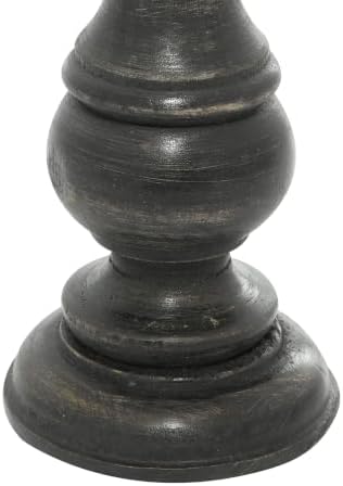 Deco 79 Mango Wood Decorative Candle Holder Distressed Turned Pillar Candle Stand, Set of 3 Candlestick Holder 6", 8", 10"H, Black - Image 4