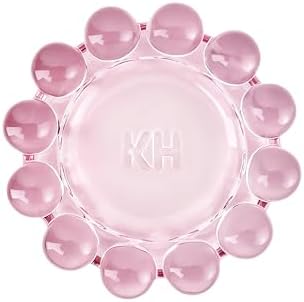 Chic Pink Bubble Glass Candle Dish – Modern Clear Glass Candle Holder for Tealights & Diffusers, Decorative Tray for Home & Tabletop Decor（1 Pack） - Image 3