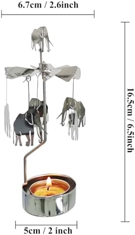kingnero Rotary Candle Holder Spinning Candleholder Tea Light Candle Powered Carousel Small Gift (Elephant) - Image 4