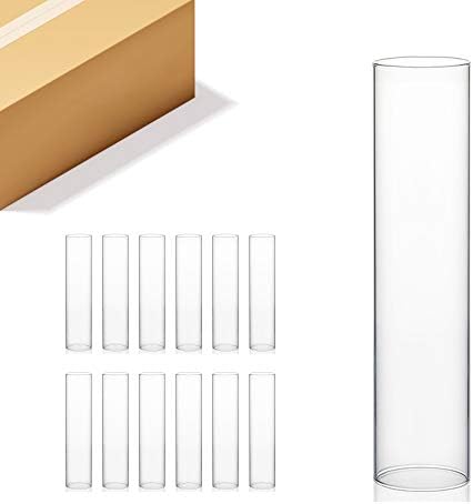 WGVI Hurricane Candle Holder Sleeve, Wide 4", Height 18", Clear Glass Cylinder Candleholder, Chimney Tube, Open Ended Candle Shade, 12 Pieces Bulk by WGVInternational-OpusGlassware
