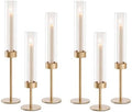 POKINE Glass Hurricane Candle Holders for Candlestick, Gold, Set of 6 by Unknown