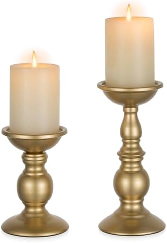 NUPTIO Gold Candle Holder for Table: Candle Centerpieces for 3" Pillars by Nuptio