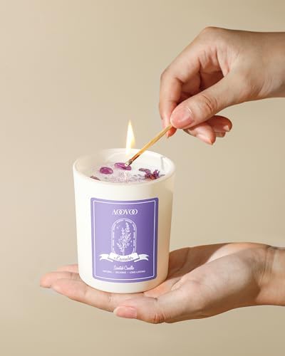 AOOVOO Lavender Candles Set for Women - 4 Pack Candles for Home Scented, Aromatherapy Candle with Crystals Inside, 20 oz 160 Hour Long Lasting, Birthday Gifts Mothers Day Candle for Women Mom - Image 4