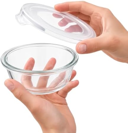 Glass Food Storage Containers with Lids — 4 Piece — 2 Containers + 2 Lids, 13.55 oz Each Glass, BPA-Free Leakproof Stackable Lids, Microwave, Oven & Dishwasher Safe — Ideal for Meal Prep, - Clear Lid - Image 3