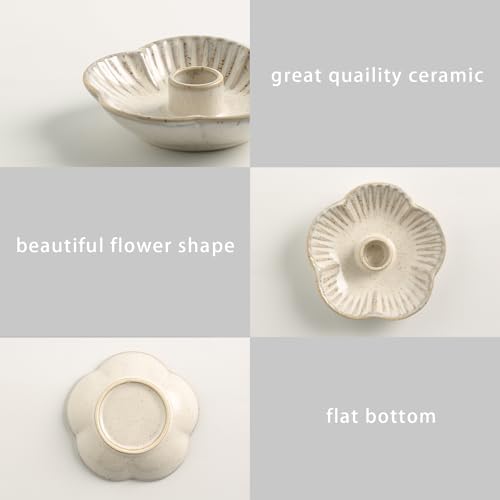 Ceramic Taper Candle Holder, 4.72 in Polished Round Base Tray - Image 4