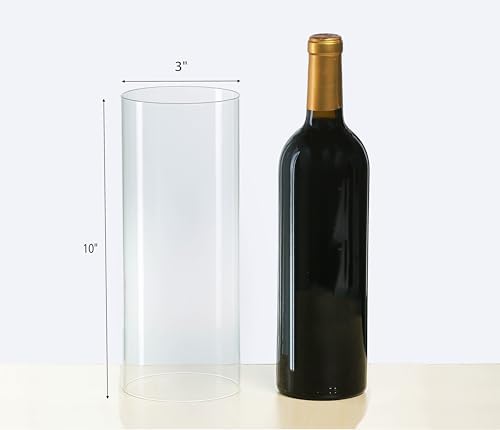 CYS EXCEL 2 PCS (H:10" D:3") Open Ended Glass Hurricane Candleholder Tube Shade | Open Flame Candle Chimney Tube Cover | Bottomless Cylinder - Image 2