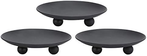 Decorative Iron Plate Candle Holder, Black, Set of 3,Candle Stand for LED & Wax Candles by Scwhousi