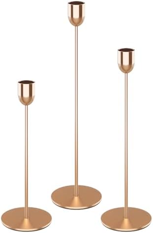ChefBee 3PCS Gold Tall Taper & Pillar Candle Candlestick Holder by ChefBee