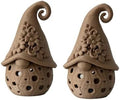 2 PCS Gnome Candle Holder with Curled Hat and Floral Relief, Hollow Body Tea Light Lantern Night Light for Home Decoration Mantel, Shelf and Housewarming Gift by JimKing