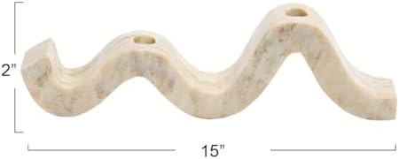 Bloomingville Marble Wave Double Taper Candle Holder, Beige - Image 2