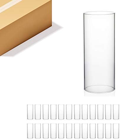 WGVI Hurricane Candle Holder Sleeve, Wide 4", Height 10", Clear Glass Cylinder Candleholder, Chimney Tube, Open Ended Candle Shade, 24 Pieces Bulk by WGVInternational-OpusGlassware