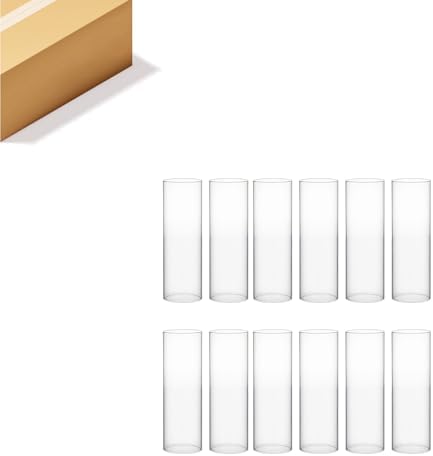 WGVI Hurricane Candle Holder Sleeve, Wide 2.5", Height 10", Clear Glass Cylinder Candleholder, Chimney Tube, Open Ended Candle Shade, 12 Pieces Bulk by WGVInternational-OpusGlassware