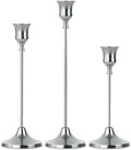 Set of 3 Silver Tapered Candle Holder,Candlestick Tall Metal Candlestick Holders for Table Centerpiece Home Decor for Wedding Fireplace Mantel Housewarming Gift Fits 3/4 Inch Thick Candles by Unknown