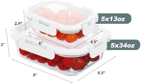 KOMUEE 10 Pack Glass Food Storage Containers with Lids, White - Image 6