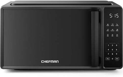Chefman Countertop Microwave Oven 0.7 Cu. Ft., 700 Watts with 10 Power Levels, 6 Cooking Presets with One-Touch Express Cook, Eco Mode, Child Safety Lock, & Mute Button - Black by Chefman