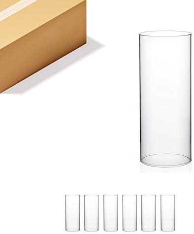 WGVI Hurricane Candle Holder Sleeve, Wide 4", Height 10", Clear Glass Cylinder Candleholder, Chimney Tube, Open Ended Candle Shade, 6 Pieces Bulk by WGVInternational-OpusGlassware