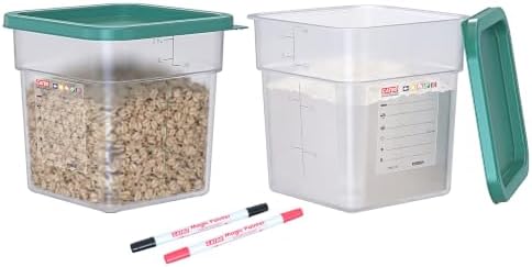 2 Pack 4 QT Commercial Food Storage Containers with Lids, BPA-Free Translucent Square Containers for Flour, Rice, Sugar, Pet Food and Dry Ingredients Storage with FIFO Label Area by GATBO