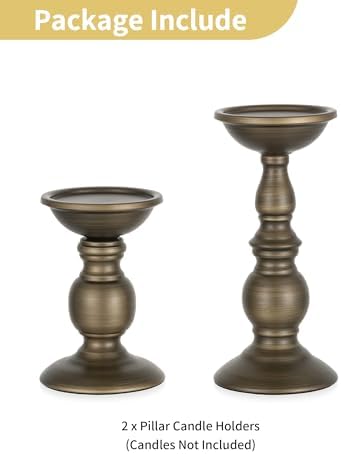 NUPTIO Bronze Pillar Candle Holders: Metal Candle Stand for 3" Candles - Image 6