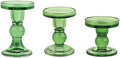 3-Piece Set of Green Glass Candlestick, Crystal Candlestick Holder Holder and Conical Candle, Christmas Candle Holder Decoration, Family Living Room Wedding Candle Holder (green1set) by BTGLLAS