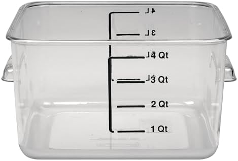 Rubbermaid Commercial Products, Space Saving Square Food Storage Container, 4 Quart, Clear, for Kitchen/Sous Vide/Meal Prep by Rubbermaid