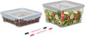 2 Pack Airtight Commercial Food Storage Container Set, Includes 2 QT & 4 QT Clear Containers, Stackable, Gold Scale Markings for Coffee Beans, Sugar and Dry Ingredients, Shallow Model by GATBO