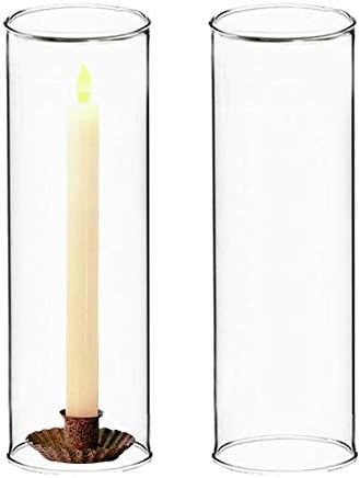 CYS EXCEL 2 PCS (H:14" D:6") Open Ended Glass Hurricane Candleholder Tube Shade | Open Flame Candle Chimney Tube Cover | Bottomless Cylinder - Image 4
