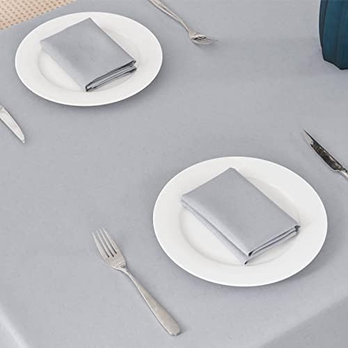 Veblandy Textured Rectangle Tablecloth 52x70 inch Table Cloth Water Resistant Wrinkle Free Spill-Proof, Decorative Fabric Table Cover Washable for Banquet Parties Event Holiday Dinner, Light Grey - Image 2