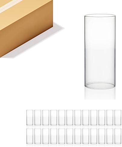 WGVI Hurricane Candle Holder Sleeve, Wide 3.5", Height 8", Clear Glass Cylinder Candleholder, Chimney Tube, Open Ended Candle Shade, 24 Pieces Bulk by WGVInternational-OpusGlassware