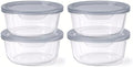Glass Food Storage Containers with Lids — 8 Piece — 4 Containers + 4 Lids, 13.55 oz Each Glass, BPA-Free Leakproof Stackable Lids, Microwave, Oven & Dishwasher Safe — Ideal for Meal Prep, - Smoke Lid by DuraLiving