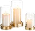 Hewory Hurricane Candle Holder for Pillar Candles: 3Pcs Gold Candle Holders by Hewory