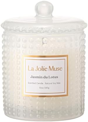 LA JOLIE MUSE Jasmine Lotus Scented Candles for Home, Natural Soy, 55 Hrs by LaJol%C3%ADeMuse