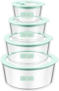 Urban Green Glass Food Container Set with Glass Lid, 4 Pack, Meal Prep Containers with Silicone Framed Airtight Lid, Leakproof, 100% Plastic Free, by LiveaLifeEasierandGreener