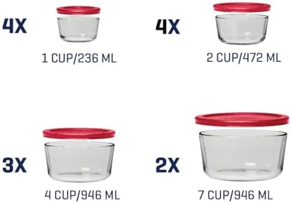 Anchor Hocking 26 Piece Glass Storage Containers with Lids (13 Glass Food Storage Containers & 13 Red SnugFit Lids) - Image 5